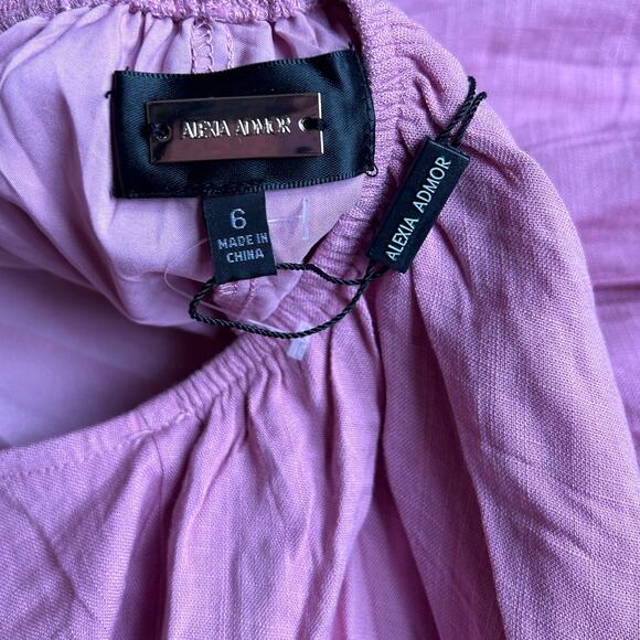 NWT Alexia Admor Ali Fit And Flare Cut Out Lace Trim Dress Pink Size 6 - Picture 7 of 8